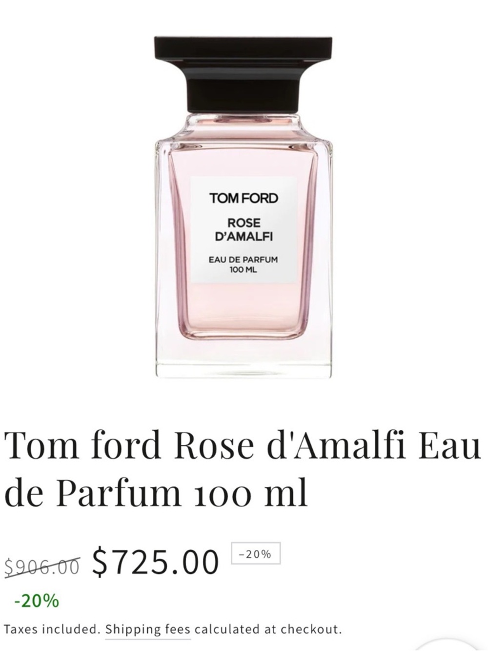 Tom Ford Rose d'Amalfi Pink and Black Bottle